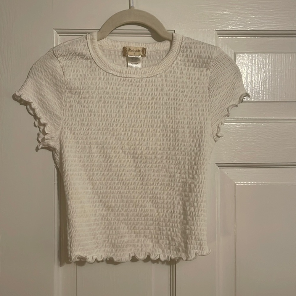 Altar’s State white ruched short sleeve tee shirt